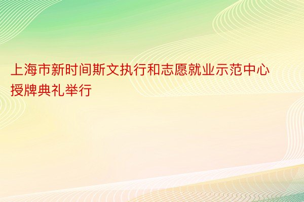 上海市新时间斯文执行和志愿就业示范中心授牌典礼举行