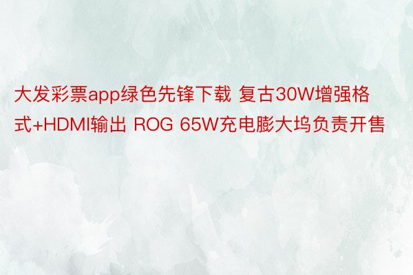 大发彩票app绿色先锋下载 复古30W增强格式+HDMI输出 ROG 65W充电膨大坞负责开售
